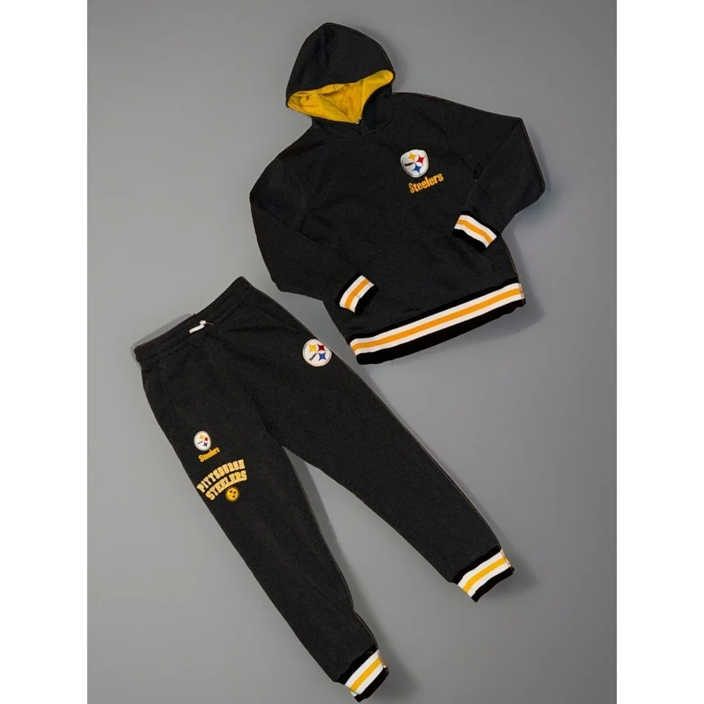 Pittsburgh Steelers Nfl Apparel Youth M 10/12 Hoodie & Pants Set‎ Outfit Gray